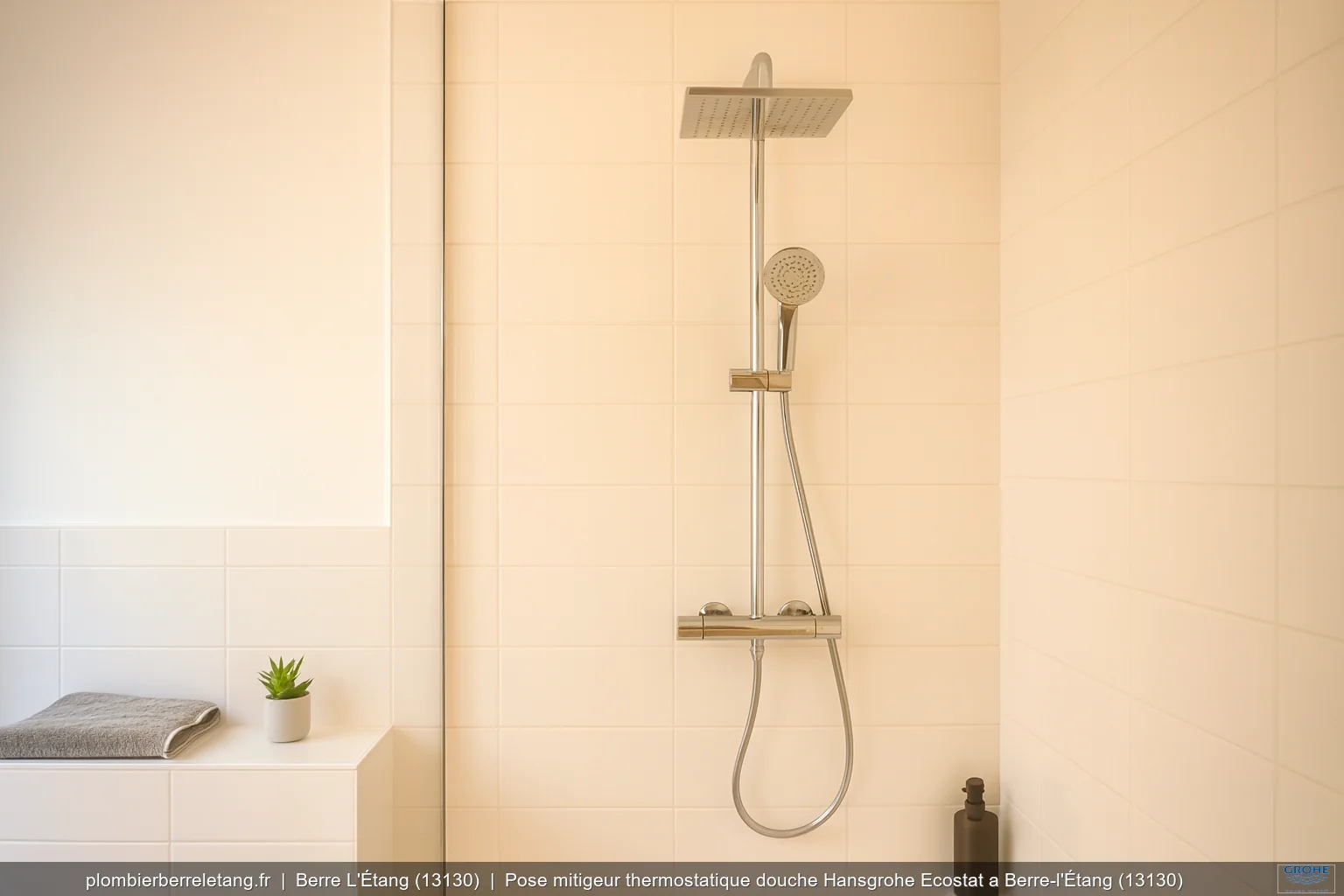 Pose mitigeur thermostatique douche Hansgrohe Ecostat a Berre-l'Étang (13130)